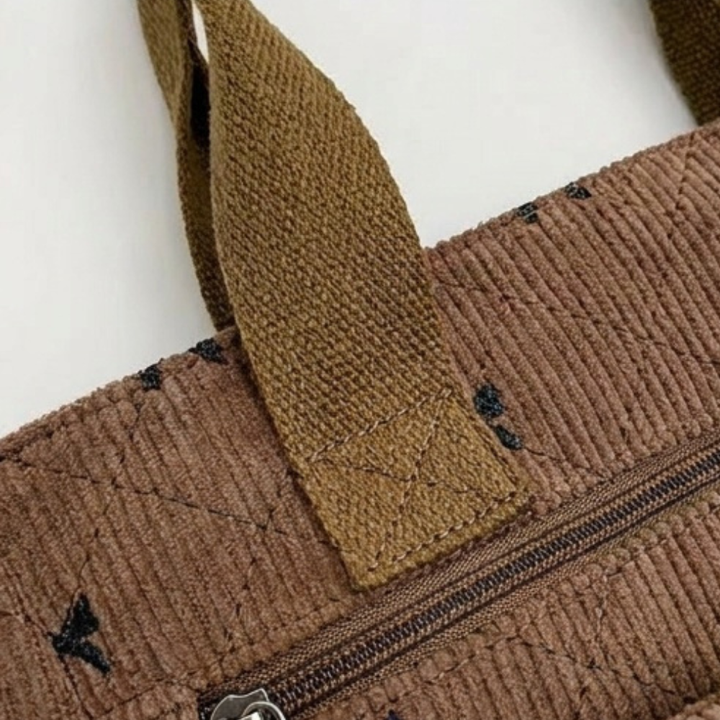 Bowette™ - Corduroy Bow-Print Tote with Laptop Pocket