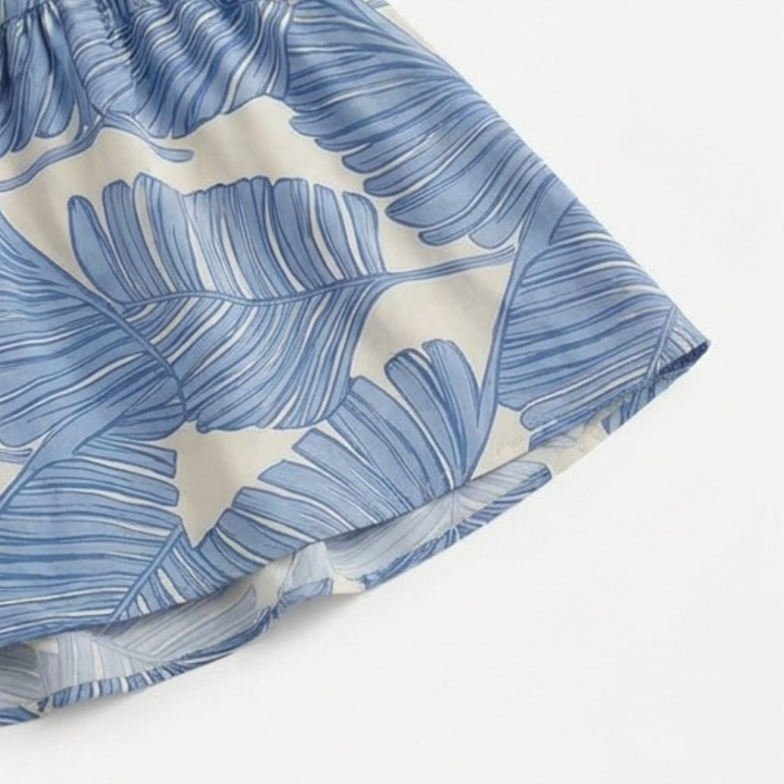 Liriosa™ – Palm-Print Strapless Maxi Dress