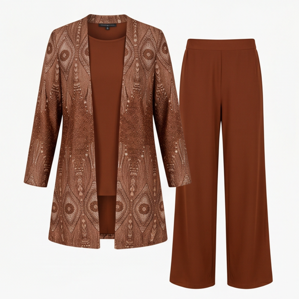 Trielle - Women's Elegant 3-Piece Floral Pantsuit Set