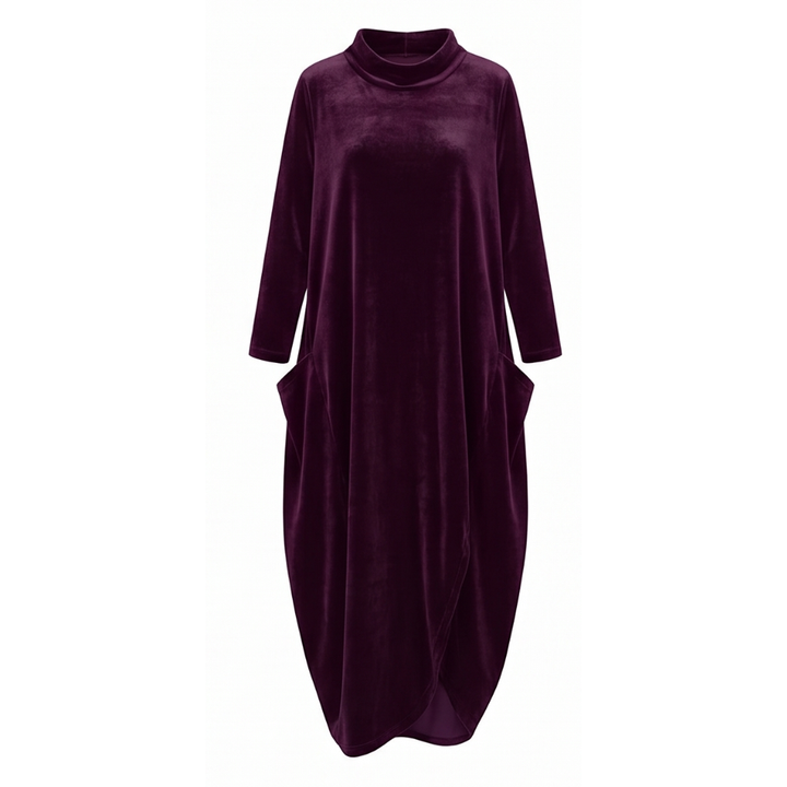 Sofelle™ - Velvet Cocoon Midi Dress with Hidden Pockets