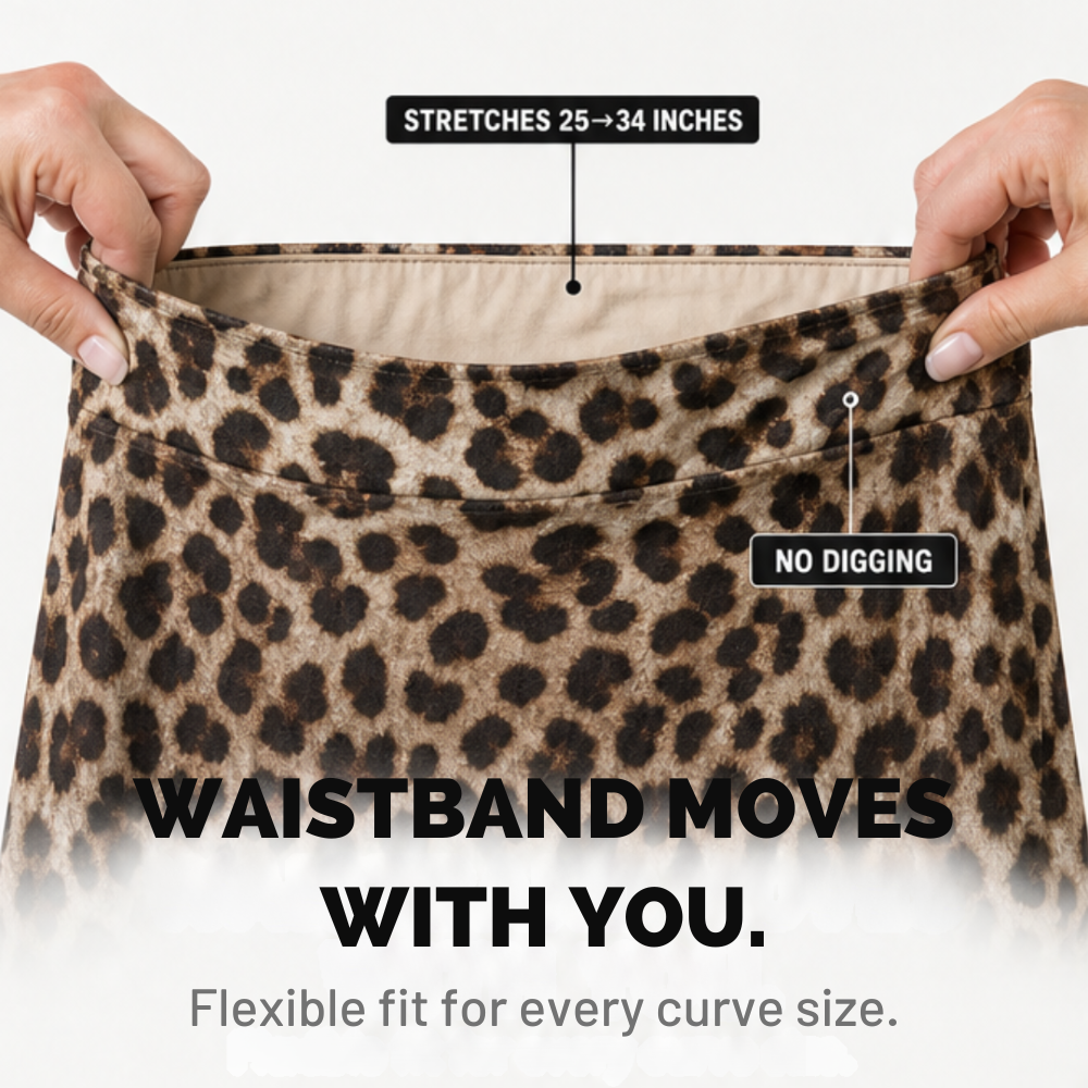 Velora™ – Curvy-Fit Leopard Print Maxi Skirt