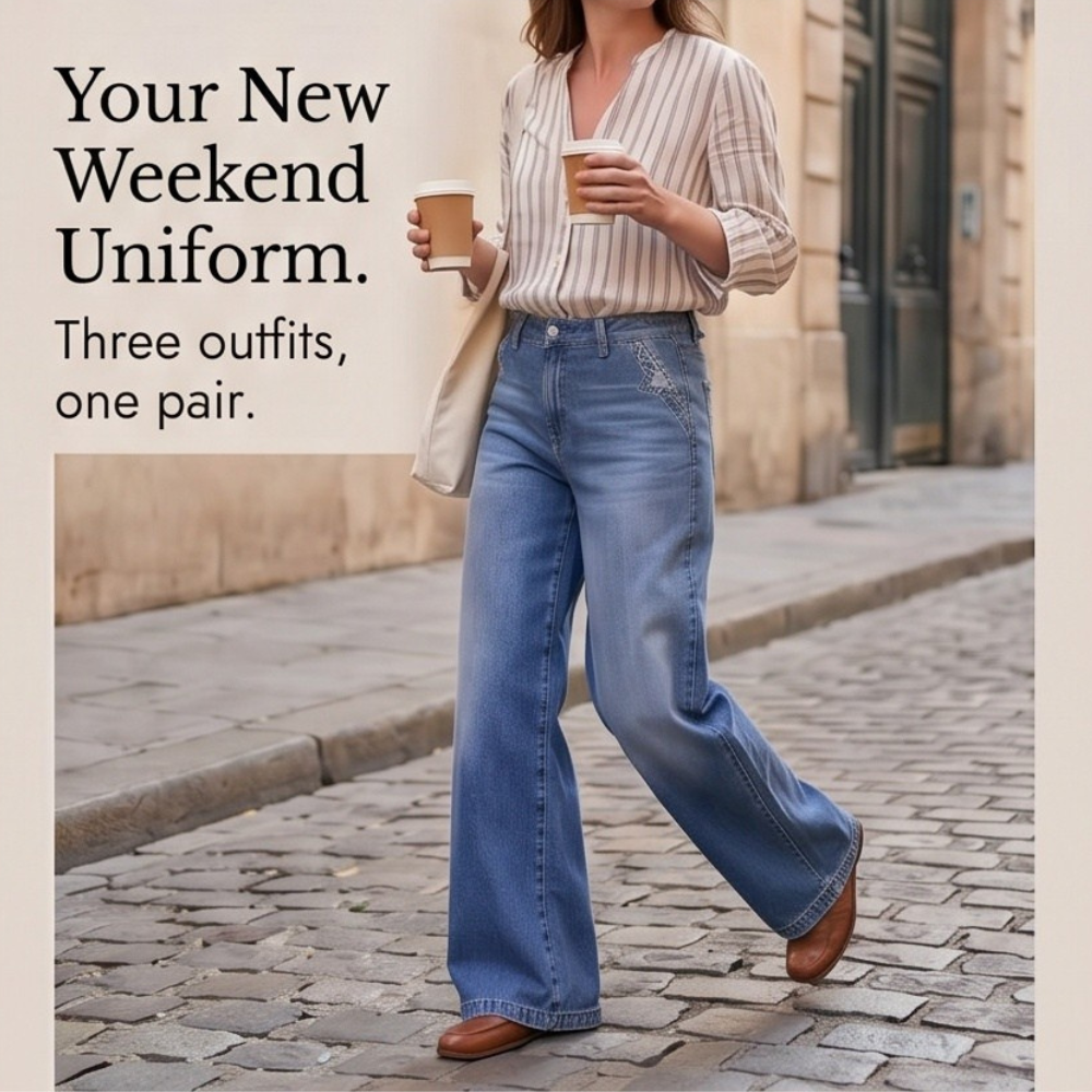 Luvenza™ - Vintage Wide-Leg Flare Jeans for Effortless Style