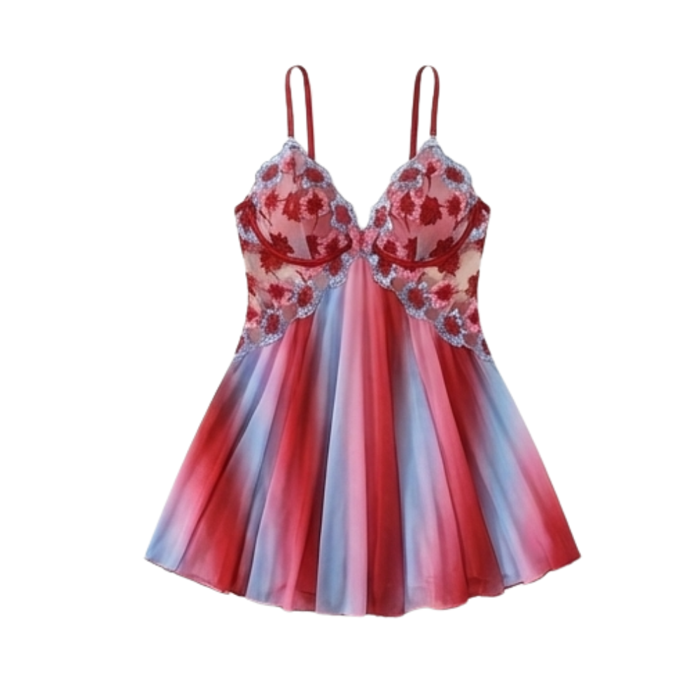 Floressa™ – Embroidered Floral Babydoll Nightgown