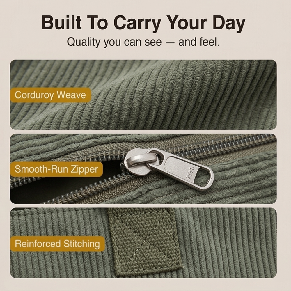 Clovera™ – Multi Pocket Corduroy Shoulder Bag