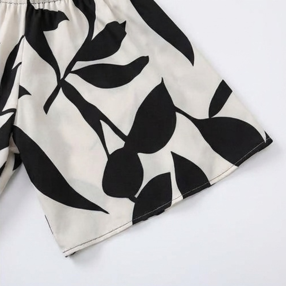 Lunavia™ – Off-Shoulder Leaf-Print Romper