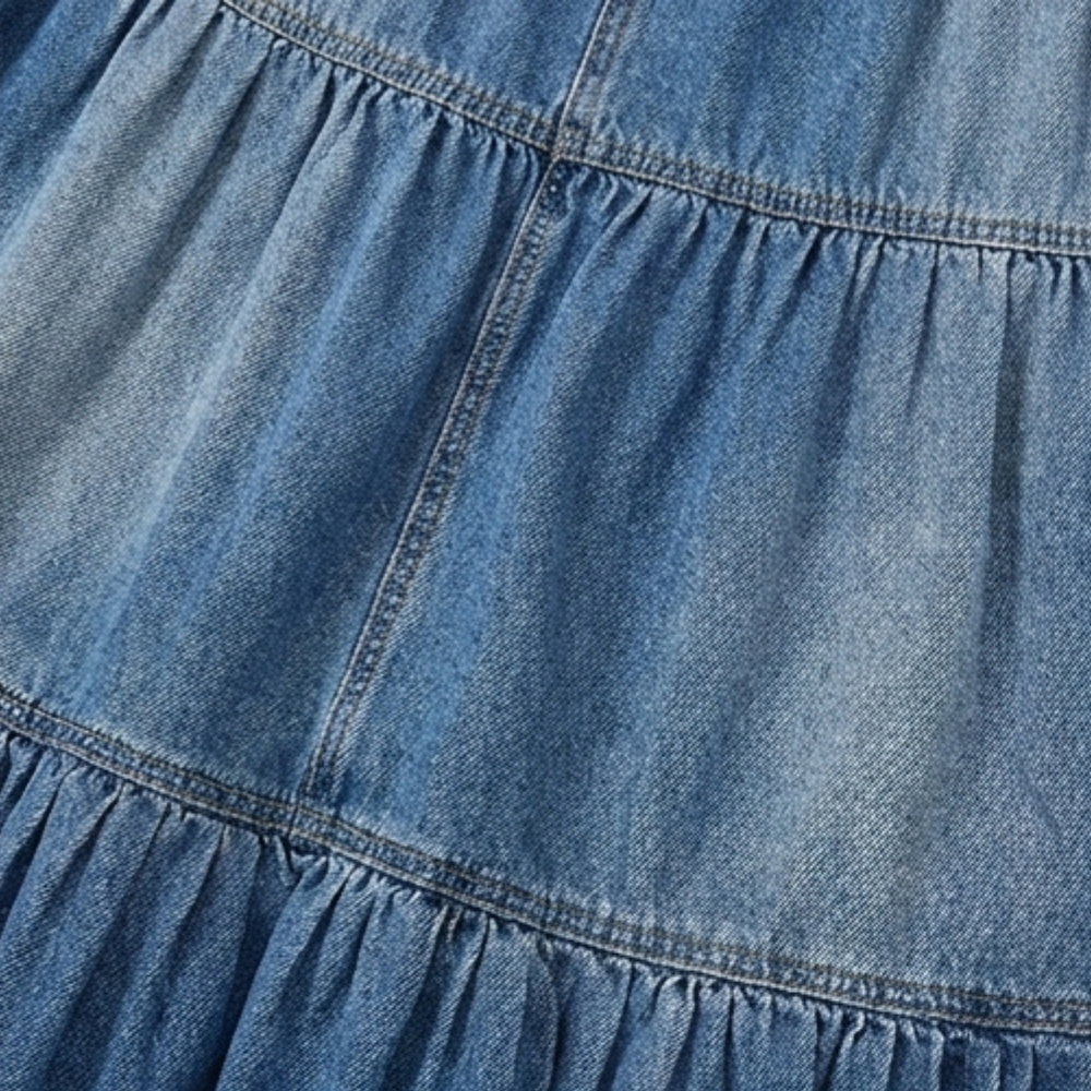 Soléra - Women's Soft Button-Front Denim Maxi Skirt