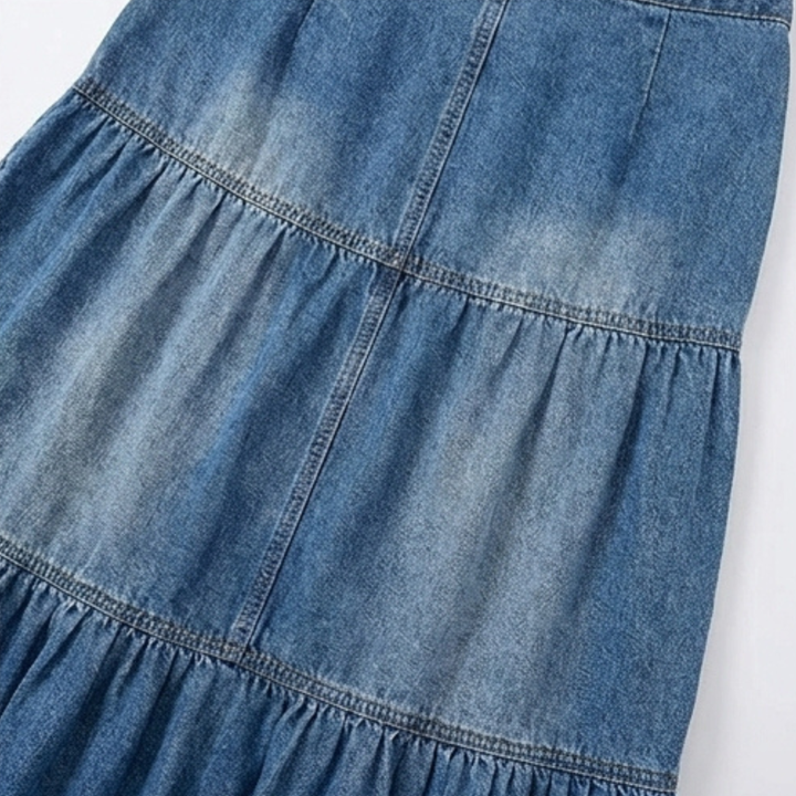 Soléra - Women's Soft Button-Front Denim Maxi Skirt
