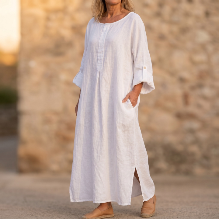 Lunavia™ – Flowy Linen-Style Maxi for Everyday Elegance