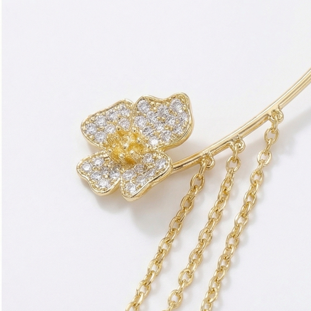 Ornata™ Sparkling Butterfly Ear Cuff with Tassels