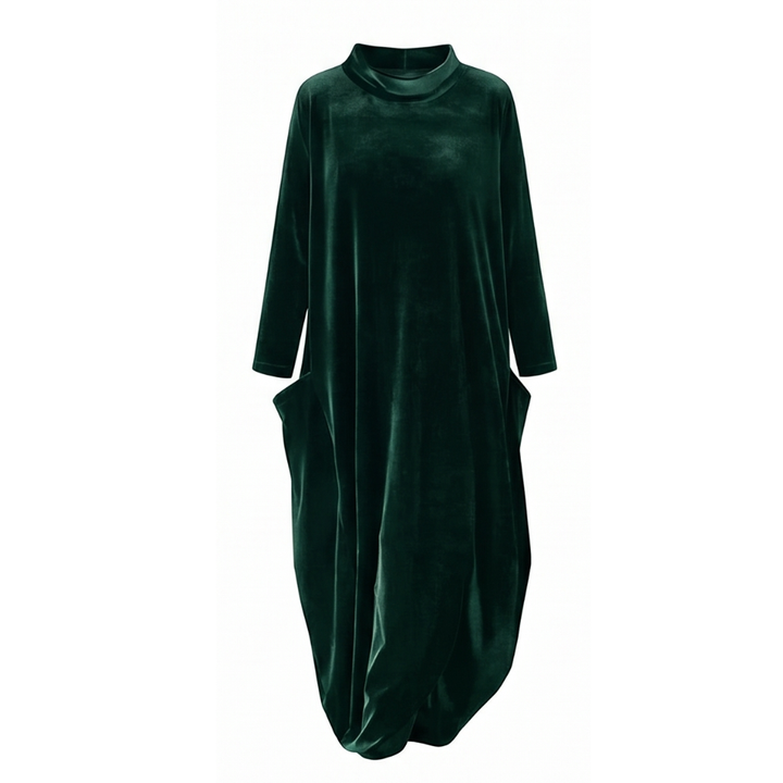 Sofelle™ - Velvet Cocoon Midi Dress with Hidden Pockets