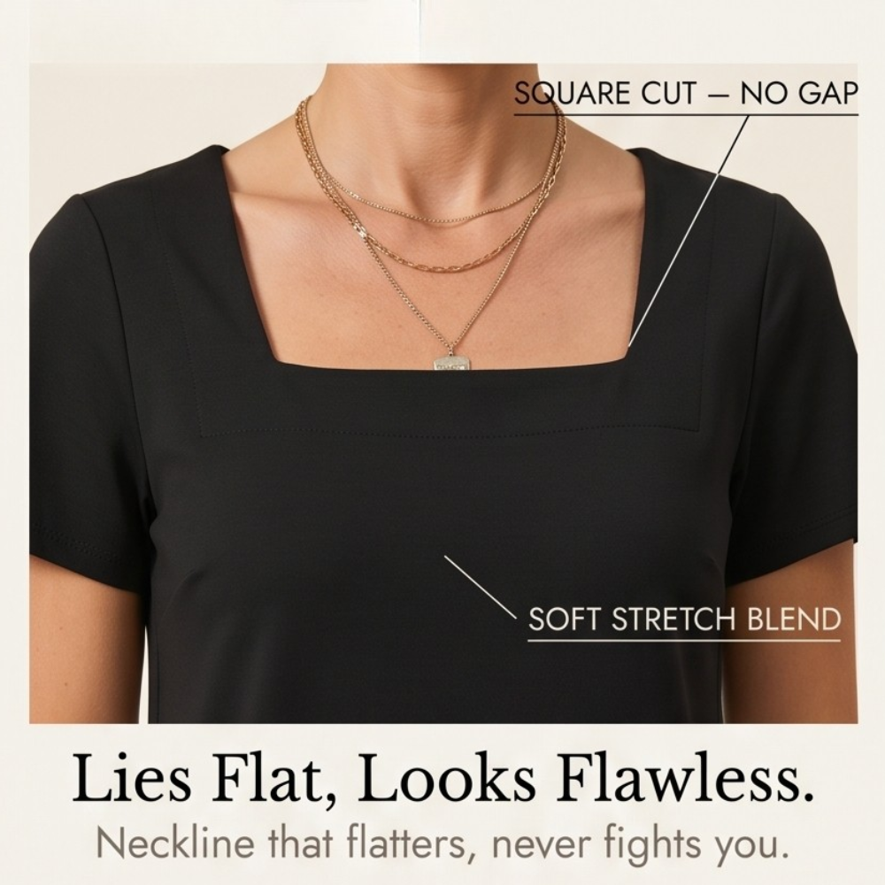 Soliva™ - Soft Square-Neck Pocket Dress