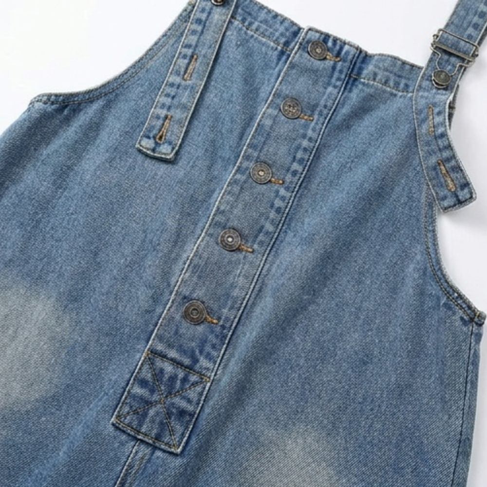 Curvella™ – Button-Front Tapered Denim Overalls