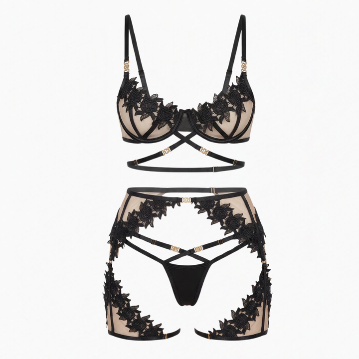 Florenza™ Floral Lace 3 Piece Lingerie Set