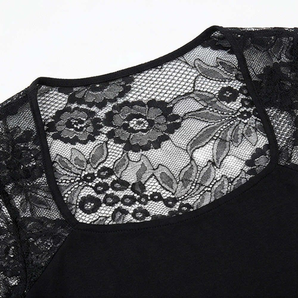 Lacelle™ – Sheer Floral Lace Sleeve Top