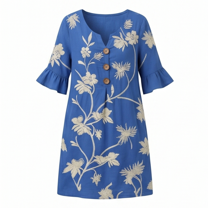 Solenya™ – Embroidered Floral Midi Dress
