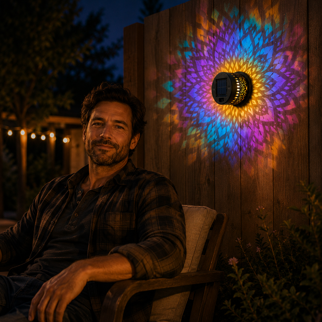 Lumara™ – Solar Mandala Wall Light Outdoor Garden Fence Projector