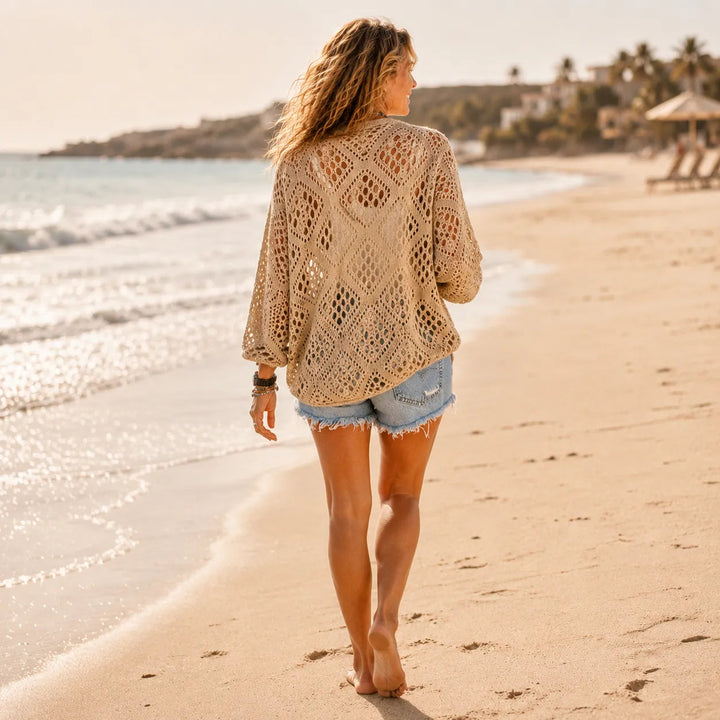 Marigrove – Bohemian Hollow-Knit V-Neck Crochet Top for Women