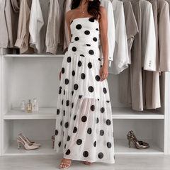 Soliana™ – Sheer Tiered Polka Dot Dress