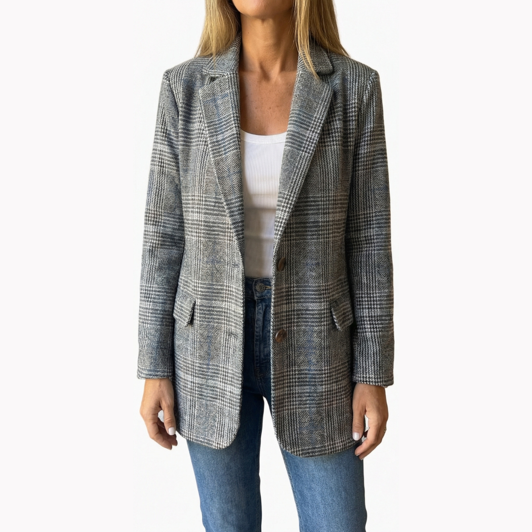 Ellara™ – Relaxed Plaid Lapel Blazer