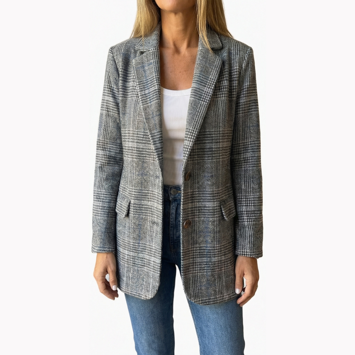 Ellara™ – Relaxed Plaid Lapel Blazer