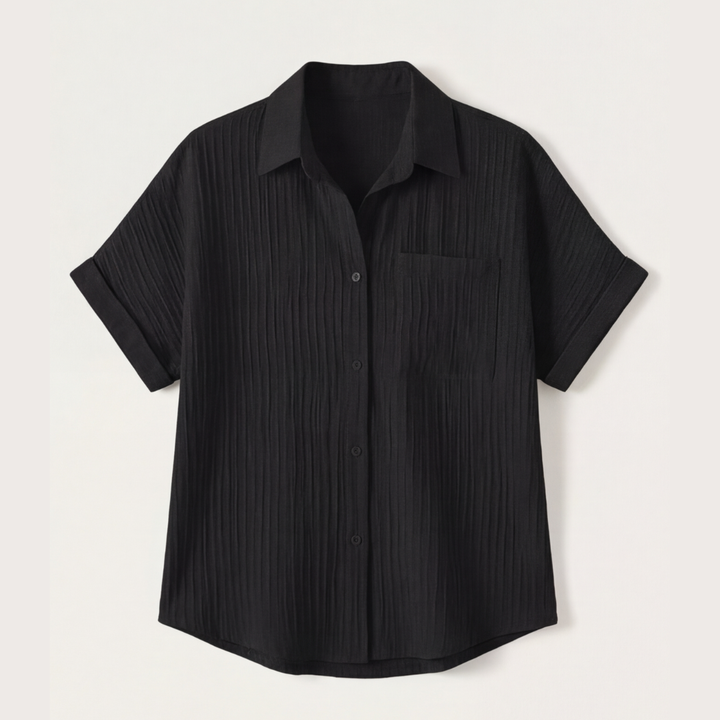 Vivara™ – Textured Crinkle Button Down Blouse