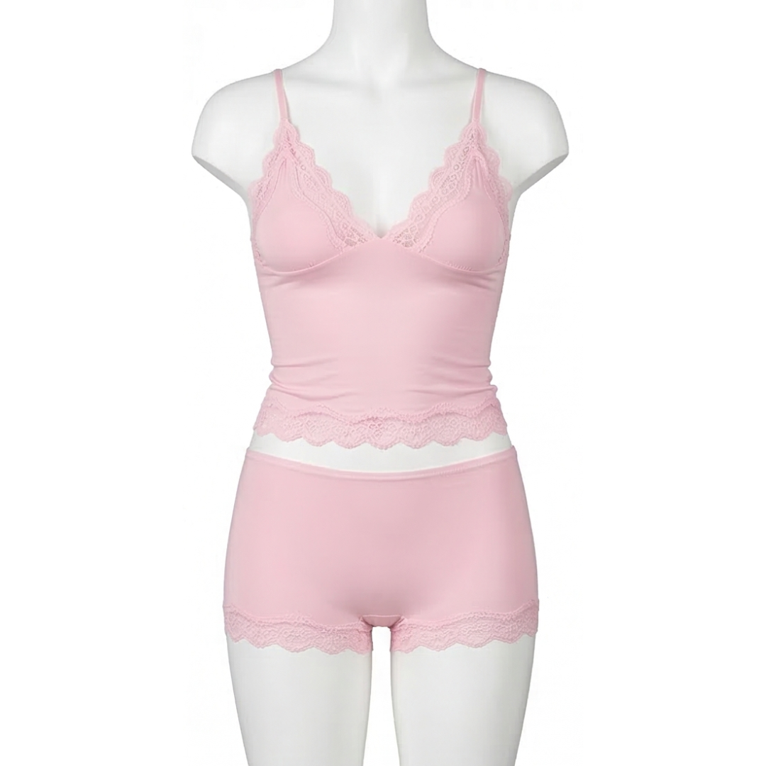 Lunaire™ – Seamless Lace Camisole and Boxer Brief Set