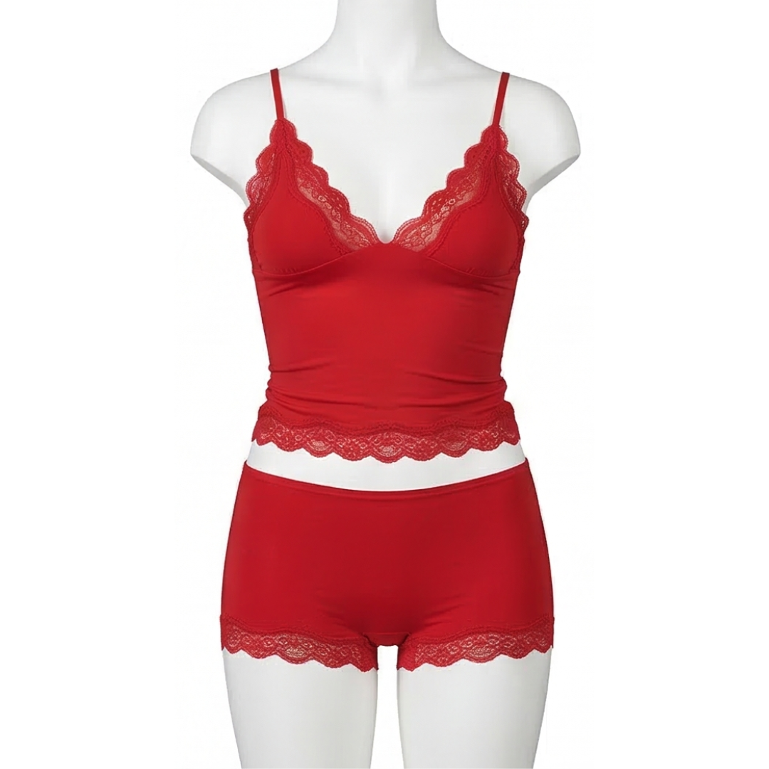 Lunaire™ – Seamless Lace Camisole and Boxer Brief Set