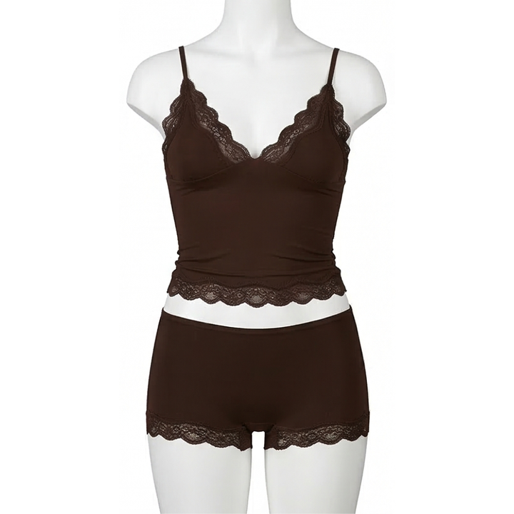 Lunaire™ – Seamless Lace Camisole and Boxer Brief Set