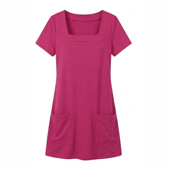 Daylyn™ – Square Neck Jersey Mini Dress with Pockets