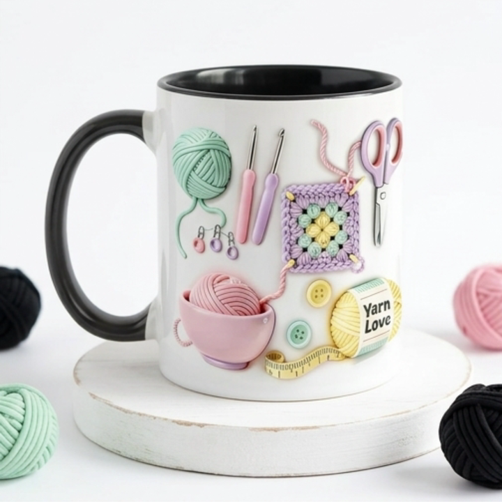 Yarnlove™ – 3D Crafting Mug for Knitters and Crocheters