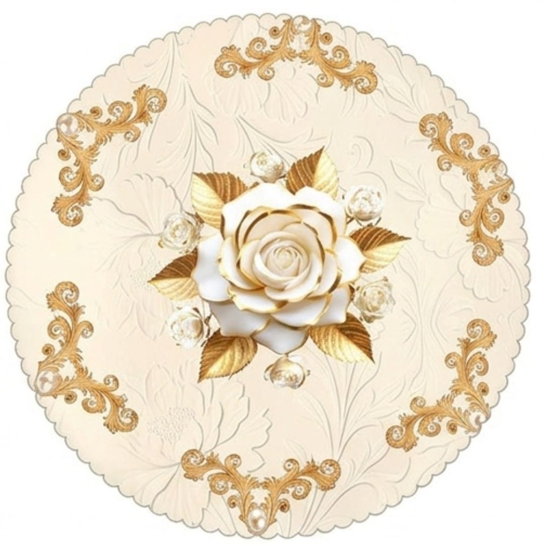 Rosalina™ – Embossed Gold Rose Waterproof Tablecloth