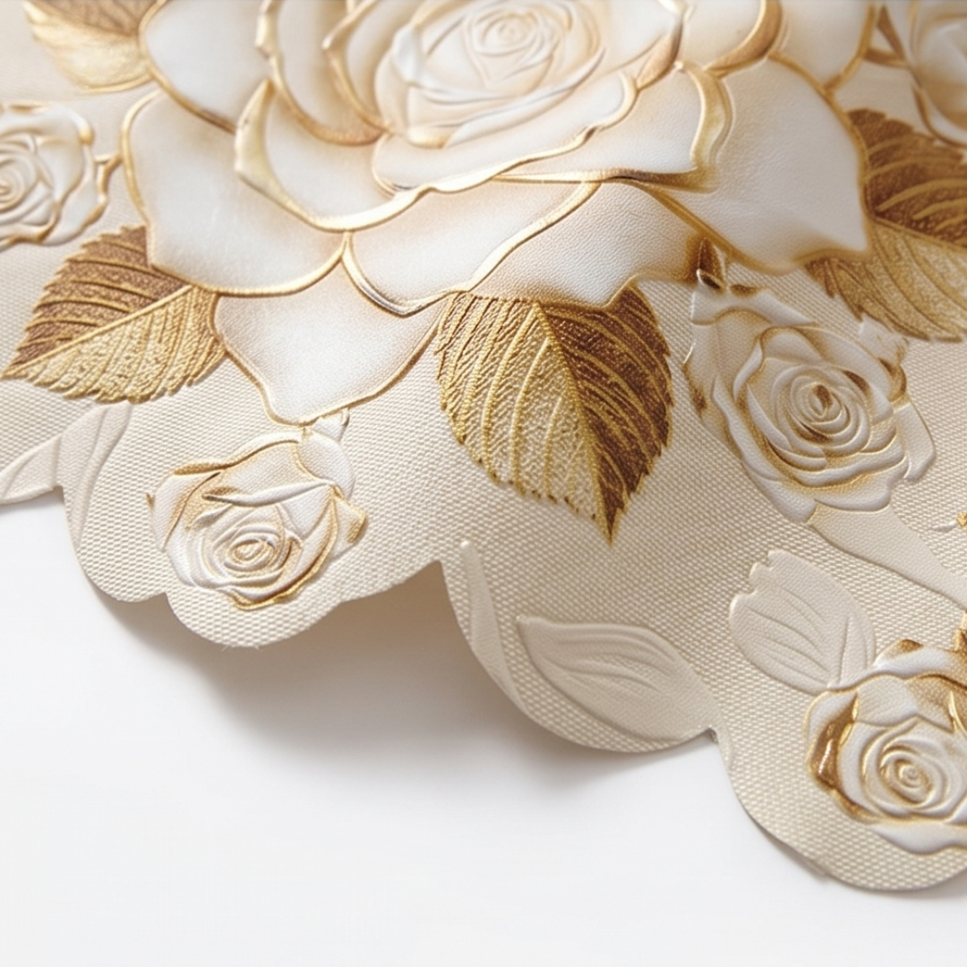 Rosalina™ – Embossed Gold Rose Waterproof Tablecloth