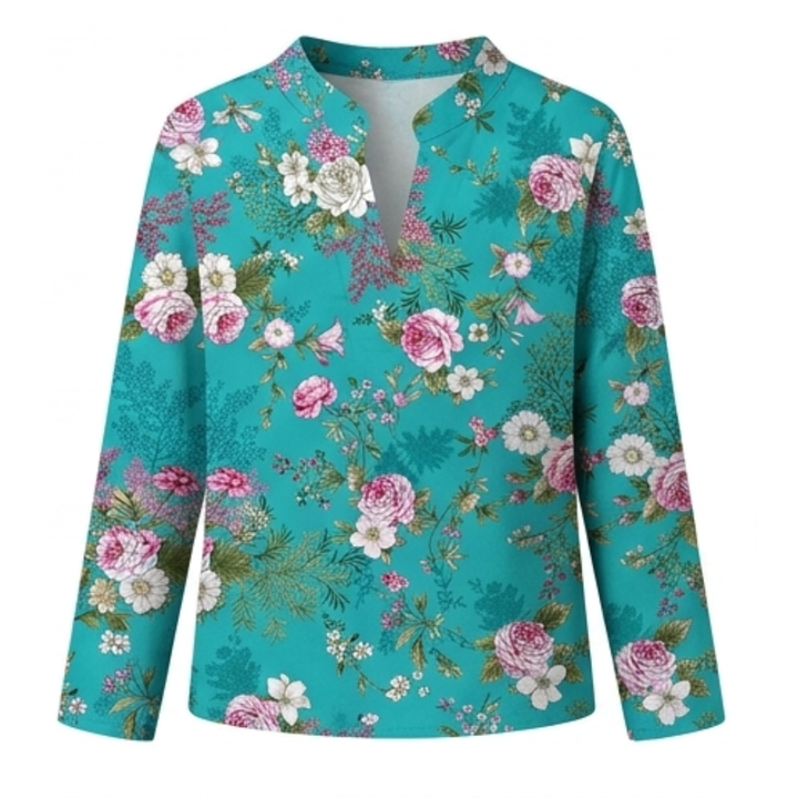 Florenza™ – Watercolor Floral V-Neck Blouse