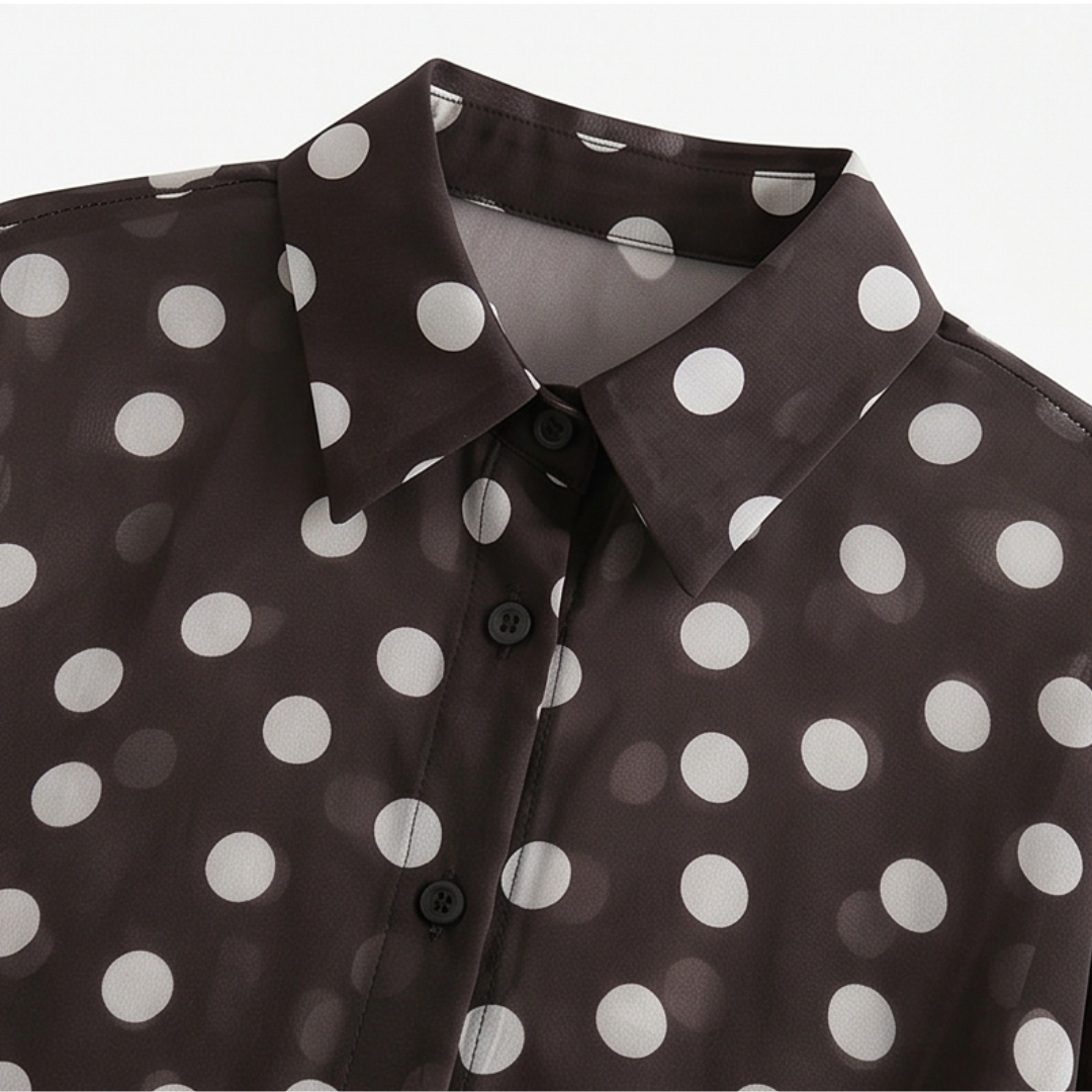 Maisova™ – Satin Polka Dot Button-Down Blouse