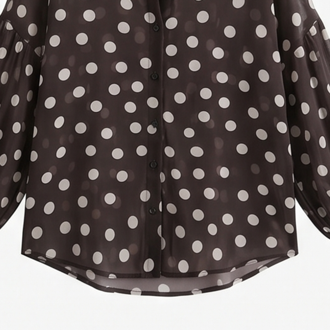 Maisova™ – Satin Polka Dot Button-Down Blouse