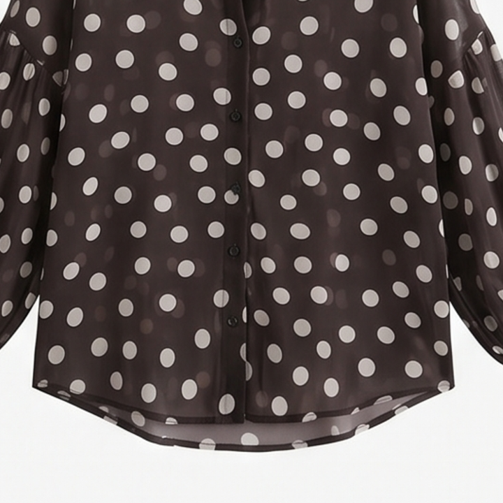 Maisova™ – Satin Polka Dot Button-Down Blouse