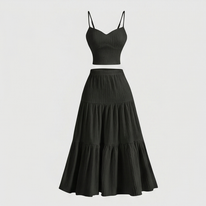 Solavie™ Tiered Maxi Skirt & Cami Matching Set