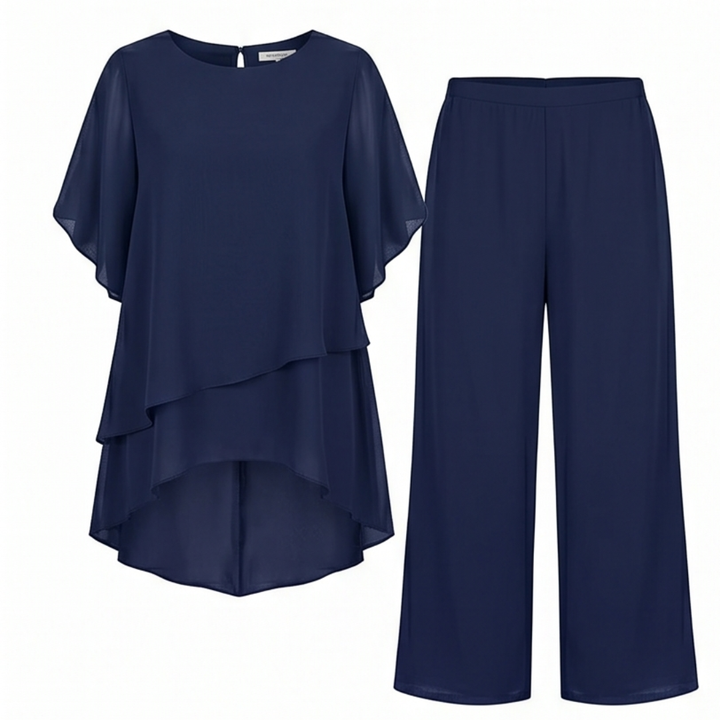 Graziella™ – Chiffon Two-Piece Set with Asymmetric Top