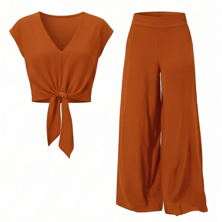 Solenza™ Flattering Two-Piece Set with Wide-Leg Pants