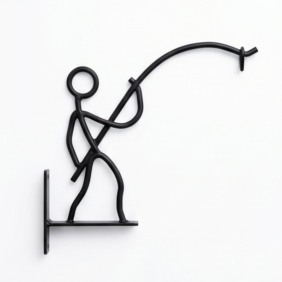 Ironley™ Hand-Forged Iron Fisherman Garden Bracket