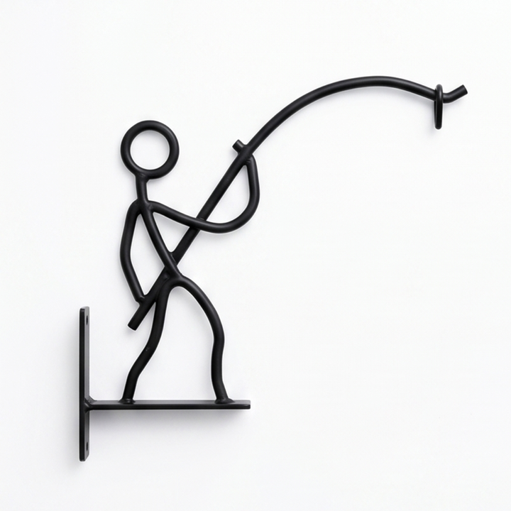 Ironley™ Hand-Forged Iron Fisherman Garden Bracket