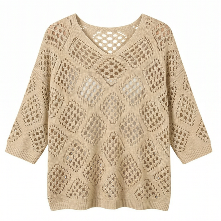 Sunfara™ – Bohemian Crochet V-Neck Top