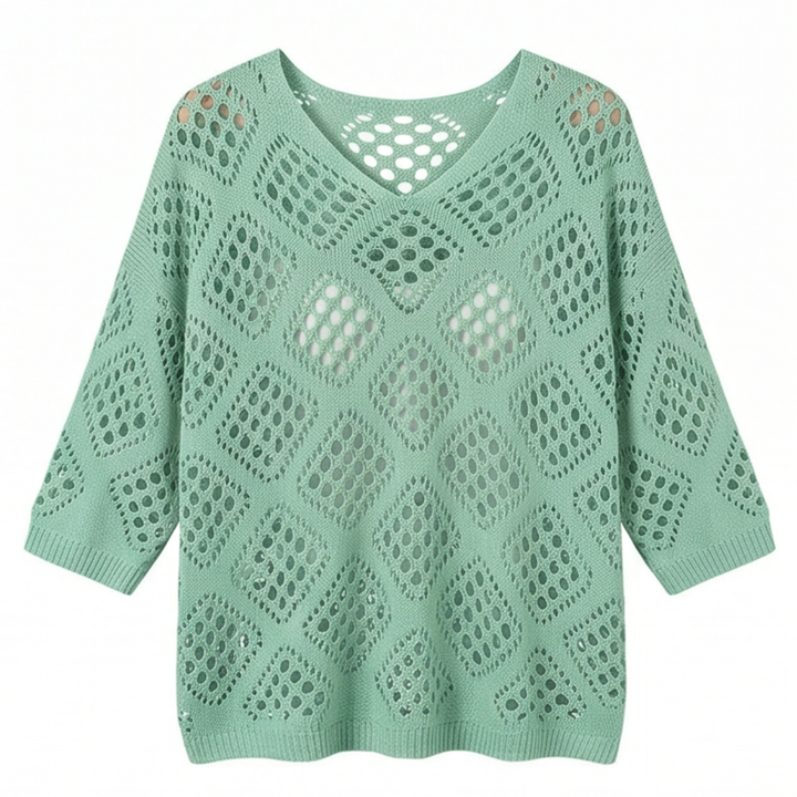 Sunfara™ – Bohemian Crochet V-Neck Top