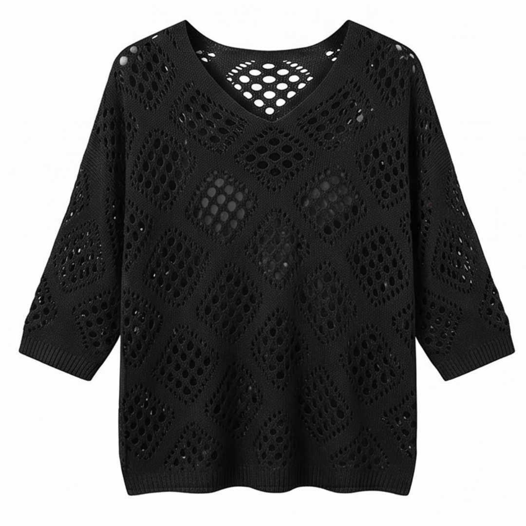 Sunfara™ – Bohemian Crochet V-Neck Top