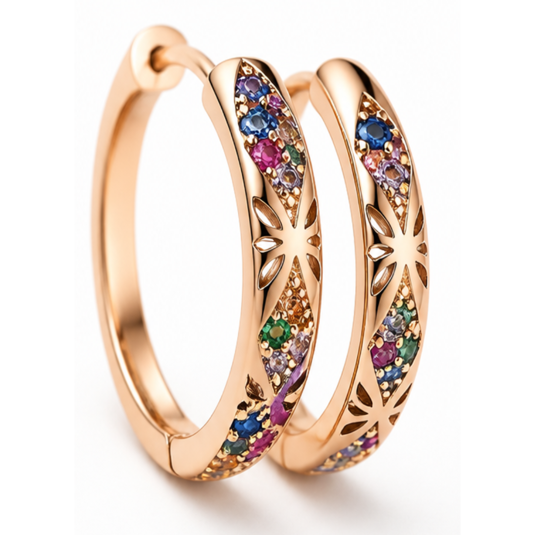 Lumielle™ – Sparkling Rose-Gold Floral Hoops
