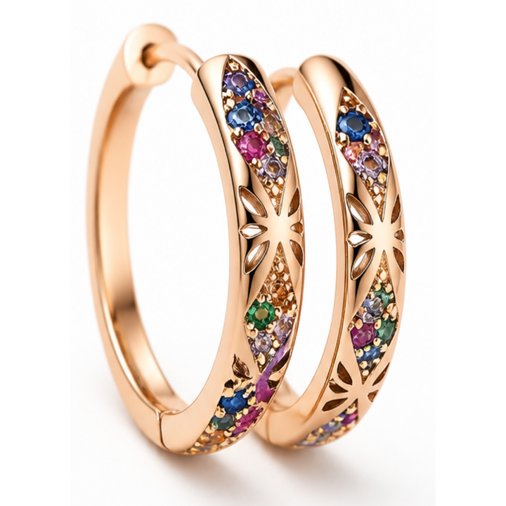 Lumielle™ – Sparkling Rose-Gold Floral Hoops