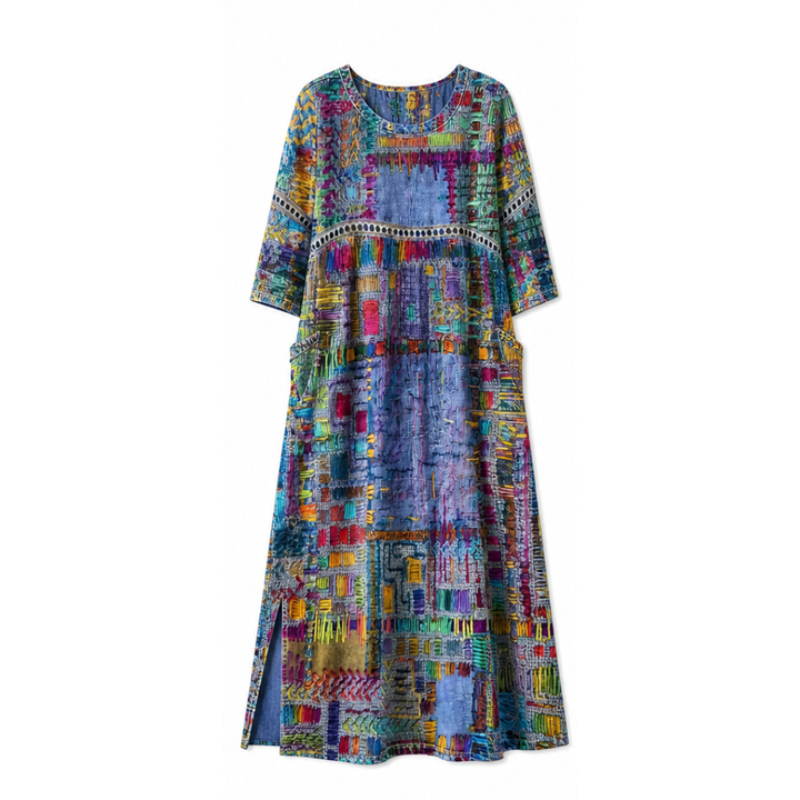 Tessara™ – Painterly Patchwork Midi Dress