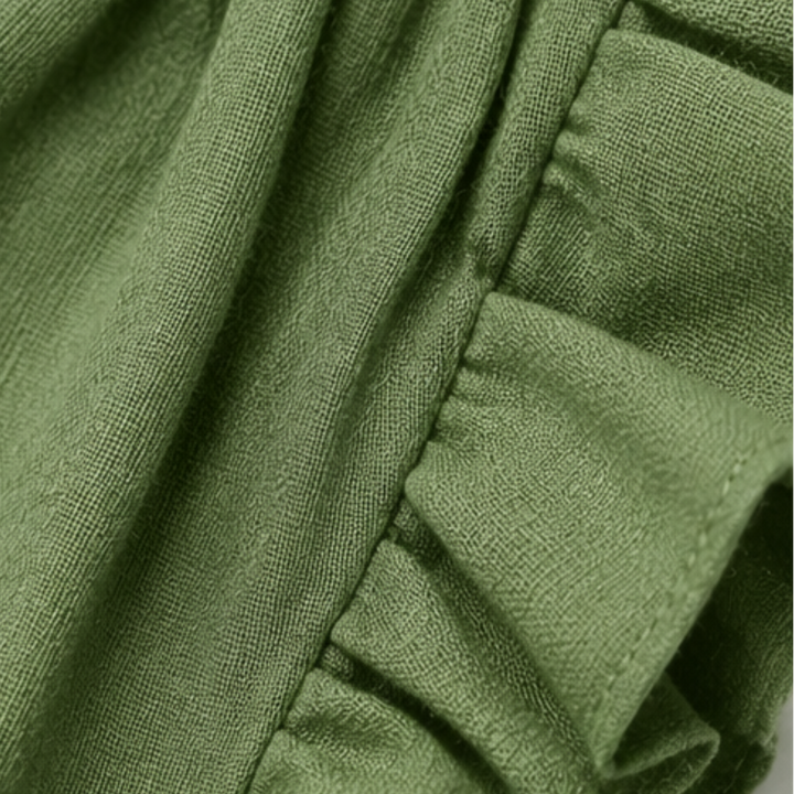Veluna™ – Ruffle-V Midi Dress with Pockets