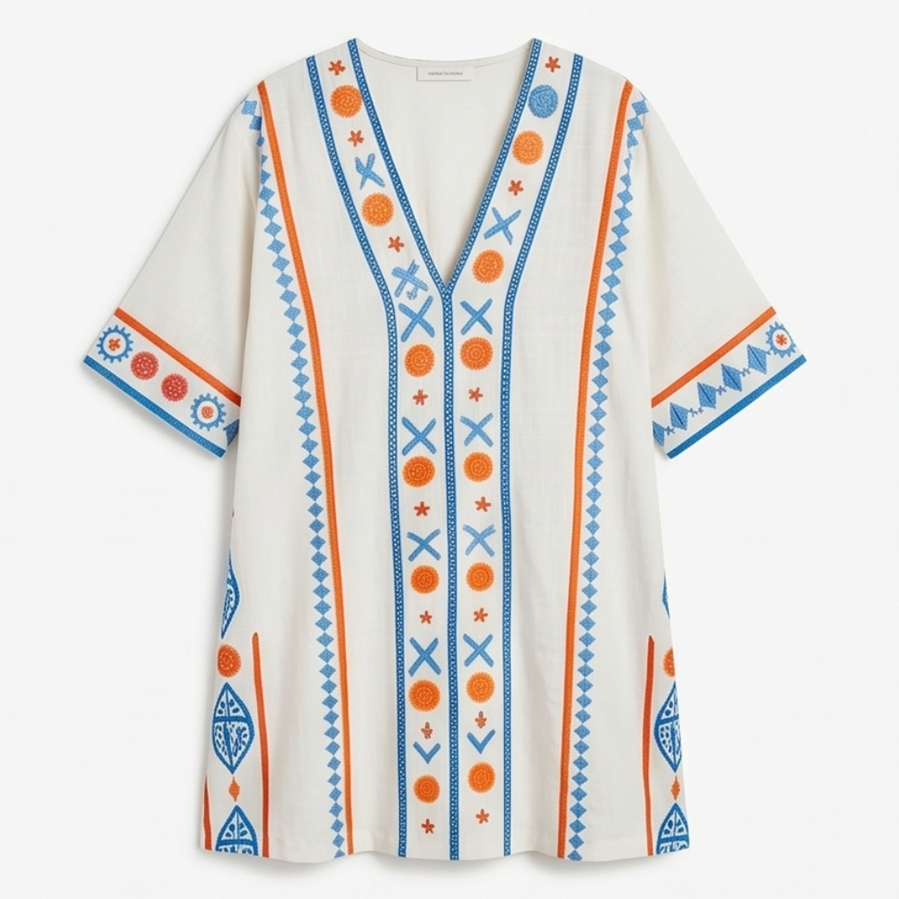 Sienna™ Embroidered Kaftan Mini Dress for Vacation