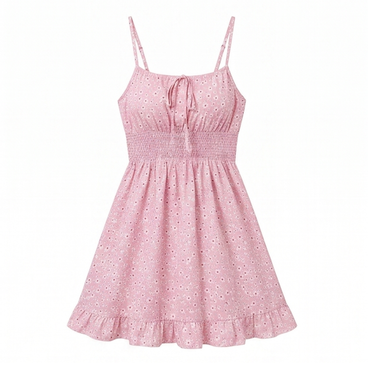 Soleia™ – Tie-Front Smocked Mini Sundress